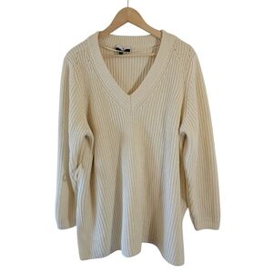 ELOQUII Ivory Chunky Cable Knit Sweater Sz 22/24 Minimalist Neutral Plus Size